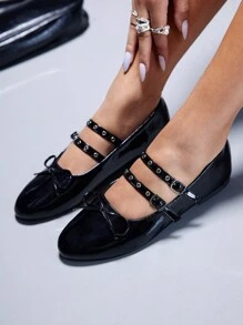 Cuccoo CUCCOO GRLICON Women's Criss-Cross Rhinestone Decor Comfortable Elegant Flat Shoes Spring Shoes