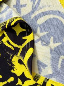 3pcs/Set Tween Boys Smiling Face Printed Short Sleeve T-Shirts - Multicolor - View 9