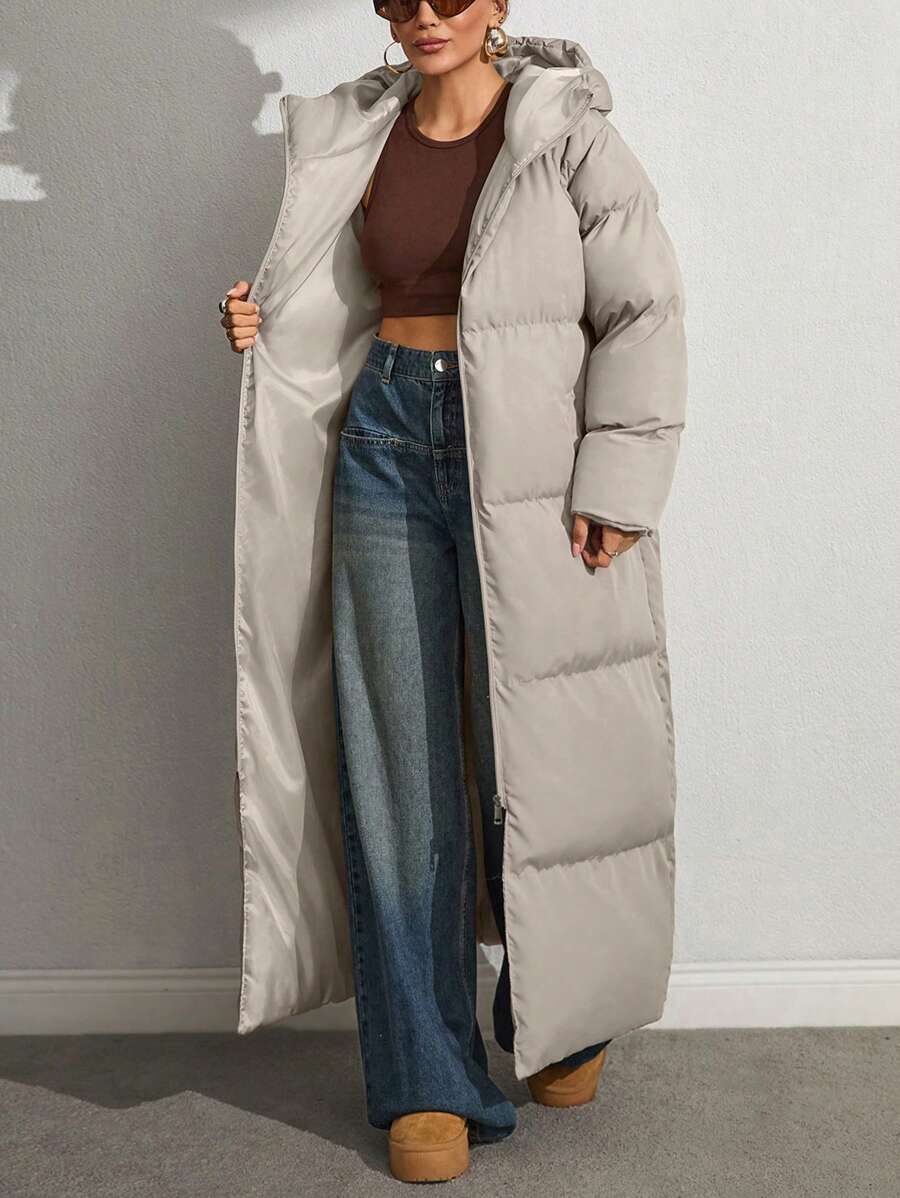 RueChic Beige Maxi Women Winter Coat - Beige - View 1