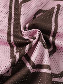 ROMWE MEN Prep Men's Sports Jersey Short Sleeve T-Shirt, Sports Tee With Mesh Fabric Splice, Summer