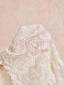 Poéselle 女士杏色半透明刺绣网眼优雅无袖汗衫上衣 - 西部风情、度假汗衫背心、女士度假装、海滩度假装、外出装、乡村音乐会装 - 杏色 - 查看 8