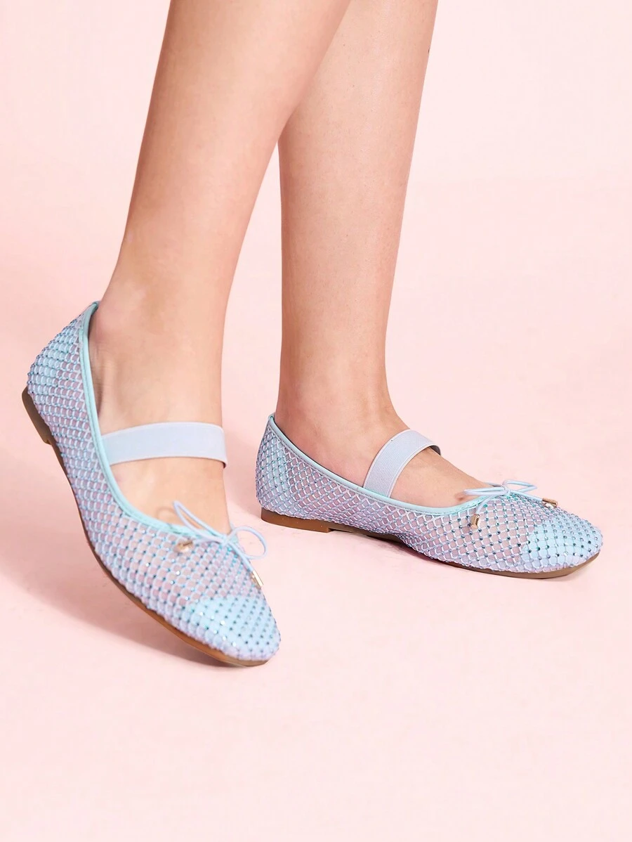 CUCCOO DOLLMOD Rhinestone Decorated Bow Knot Casual Chic Flat Loafer Shoes New Year Holiday Valentines