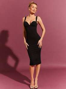 L'Amorae Abito di moda elegante con scollatura a forma di cuore - nero - Visualizzare 3