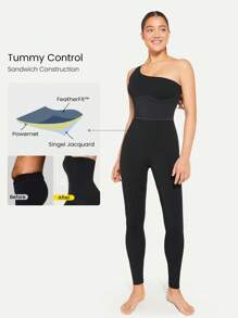 GLOWMODE 24" FeatherFit™ Mono deportivo de control de barriga con cuello asimétrico, ajuste bajo impacto, yoga, uso diario de verano