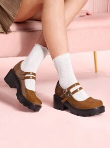 CUCCOO DOLLMOD Round Toe Comfortable Brown Fashionable Sweet Ladies Wedge & Platform Slip-On Shoes - Brown - View 4