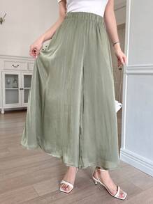 DAZY Pantalon culotte élégant et ample de couleur unie 7/8 pour femme