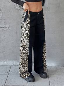 RueChic WOMEN WIDE LEG LOW WAIST JEANS LEOPARD - Multicolor - View 4