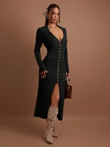 COSMINA Áo khoác cardigan dài cài nút phía trước cho nữ, dành cho mùa thu/đông - màu đen - Xem 6