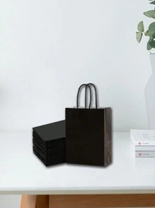 5/24 chiếc Túi giấy Kraft màu đen cỡ trung 16x22x8cm, Túi quà tặng có thể tái sử dụng cho sinh nhật, tiệc tùng, đám cưới, thân thiện, thích hợp làm quà tặng bạn bè - màu đen - Xem 4