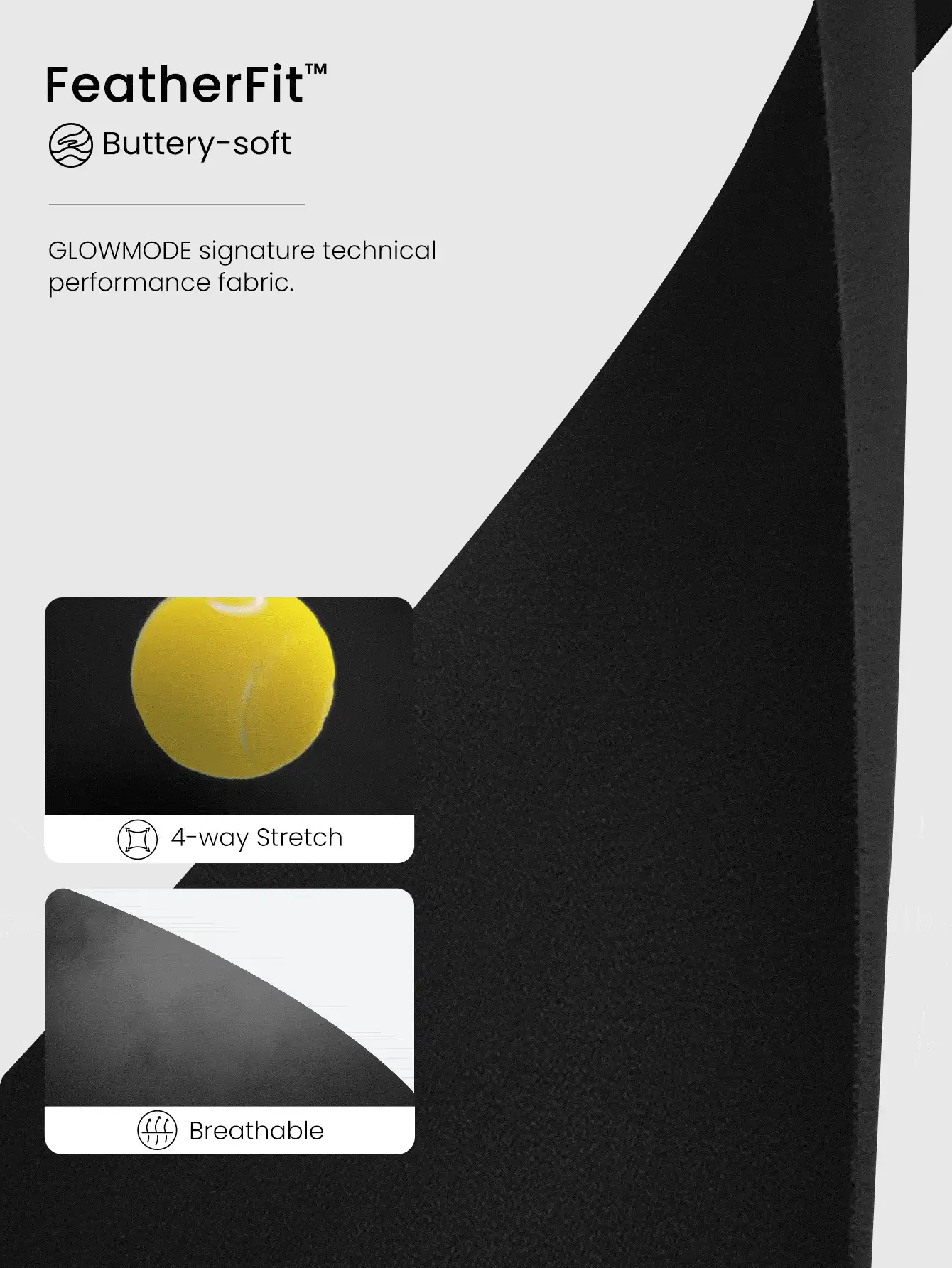 GLOWMODE 24" FeatherFit™ Mono deportivo de control de barriga con cuello asimétrico, ajuste bajo impacto, yoga, uso diario de verano