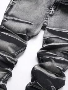 Manfinity LEGND Men's Solid Color Pleated Pocket Casual Versatile Jeans