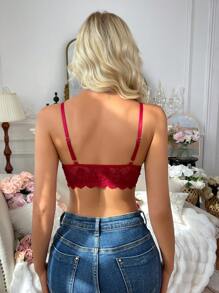 Women's Elegant Solid Color Lace Hollow-Out Bra