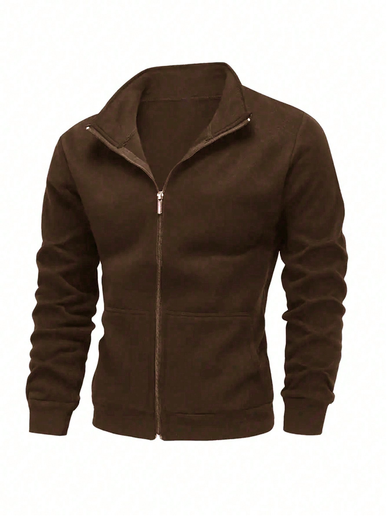 Manfinity Dauomo Men's Casual Versatile Solid Color Zip-Up Hoodie