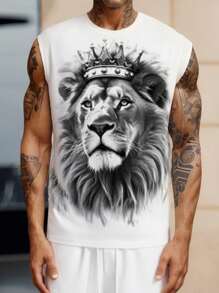 Manfinity LEGND Men Lion Printed Wide Strap Tank Top For Summer - Multicolor - View 1