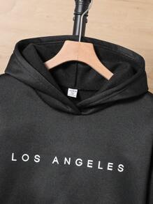 Teen Boys' Casual Comfortable Long Sleeve Hooded Sweatshirt And Sweatpants Set - Black - View 5