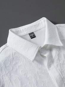 Manfinity Homme Men's Solid Color Textured Short Sleeve Shirt And Shorts Set, Casual Men Summer Clothes Men Shirt Co Ords - White - View 6