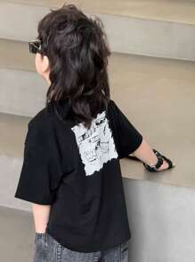 Dazy Kids Young Boy T-Shirt, Fall Clothes - Black - View 7