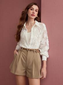 MOTF PREMIUM Camicetta con tessitura e ricamo floreale