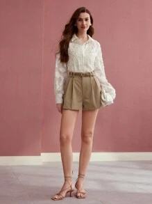 MOTF PREMIUM Camicetta con tessitura e ricamo floreale