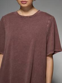 MISSGUIDED Camiseta oversize con efecto de lavado ácido, diseño de estilo casual de calle, moda urbana, aspecto vintage, esencial para otoño e invierno, corte boxy