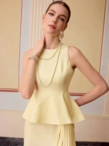 ZEYLAH VESTIDO PLISADO CON ESTAMPADO DE VOLANTES Y CONTRASTE