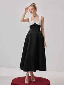 SHEIN Belle 女士华丽礼服，优雅半正式舞会礼服，适合生日、婚礼宾客、毕业返校节 - 黑色 - 查看 6