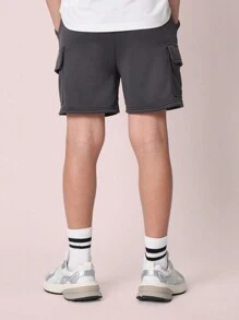 SUMWON Youth Athletic Cargo Shorts Lightweight Drawstring Sport Sweat Casual Workout Training Running School Play Summer Active Wear Elastic Waist - Dark Grey - View 4