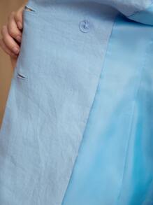 MOTF PREMIUM LINEN EMBROIDERED FLORAL DOUBLE BUTTON BLAZER,SPRING/SUMMER - Blue - View 11