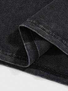 ROMWE MEN Street Life 男式哥特式十字架和圣母玛利亚印花做旧酸洗无袖图案背心，万圣节，2000 年代风格 - 黑色 - 查看 5