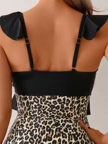 Swim Lushoire Summer Women's Sexy V-Neck Printed Textured Fabric Backless One-Piece Swimsuit, Beachwear