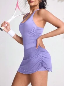 SHEIN Sovereign Charm Bộ đồ liền thân ngoài trời hở vai 2 trong 1 Splice dành cho nữ - Màu tím - Xem 5