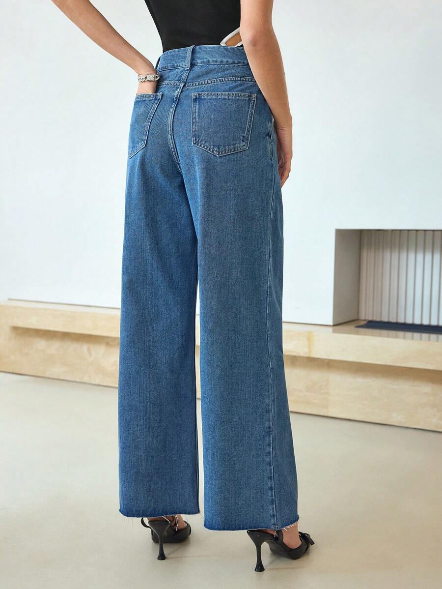 MOTF STUDIO FOLD PLEATED WIDE LEG JEANS