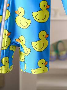 Newborn Zipper One-Piece Swimsuit, Cute Duck Print - Multicolor - View 7