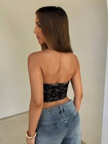 Aloruh Tops de corsé con forma de corazón sexy de encaje para mujer, tops de corsé de verano, tops de corsé para mujer, tops tubo para salir - Negro - Ver 6