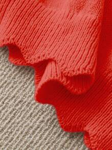Flirla Suéter rojo con lazo decorativo para mujer de talla grande, nuevo diseño para otoño/invierno