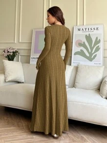 Abito lungo in maglia a costine Donna, Fucsia | Milano