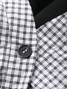 DAZY Tween 女童简约休闲日常衬衫裙 2 件套 - 黑與白 - 查看 8