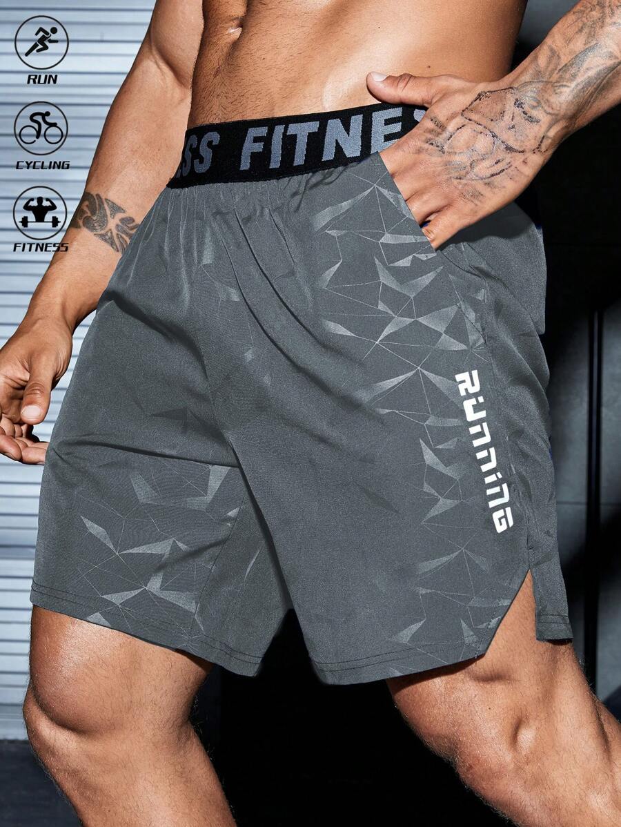 Manfinity Sport Corelite Men's Thin Breathable Sports Shorts Elastic Waist Fiteness Shorts Workout Skin-Friendly Material Grey Shorts - Dark Grey - View 1