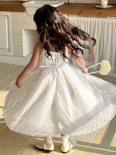 DAZY 年轻女孩无袖时尚网眼蓬蓬公主裙，年轻女孩秋装