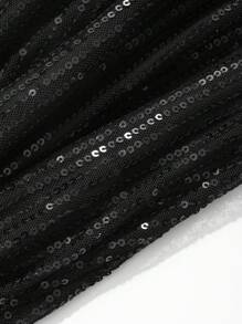 DAZY Robe mini élégante de fête pour femmes avec sequins, col ras-du-cou. Robe de soirée élégante, robe de soleil de carnaval, robe de cocktail - Noir - Voir 6