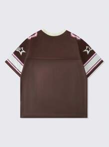 ROMWE MEN Prep Men's Sports Jersey Short Sleeve T-Shirt, Sports Tee With Mesh Fabric Splice, Summer