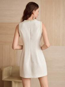 MOTF PREMIUM 仿珍珠饰边无袖连衣裙