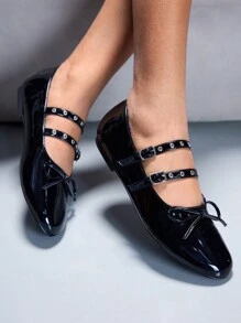 Cuccoo CUCCOO GRLICON Women's Criss-Cross Rhinestone Decor Comfortable Elegant Flat Shoes Spring Shoes