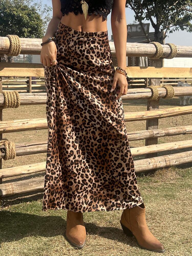 Women's Casual Leopard Print Skirt Cheetah Print