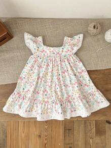 SHEIN LMoss Kids Vestido de tirantes con estampado de bandera y estrellas americanas para niña