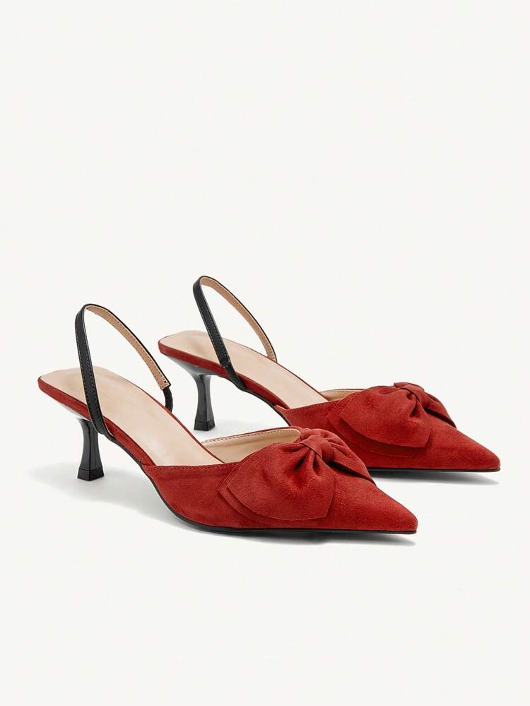 CUCCOO CHICEST 女性用 尖つま先 中ヒール バタフライデコレーション パンプス、ワインレッドエレガント ロマンチック フォーマル パーティー デート 午後のお茶 ヒール、春夏 バレンタインデー