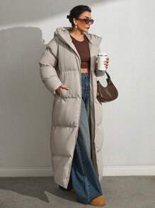 RueChic Beige Maxi Women Winter Coat - Beige - View 7