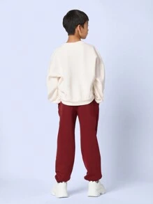 SUMWON Tween Boys Comfy Crewneck Sweatshirt And Contrast Colour Slim Fit Cuff Jogger 2 Piece Set