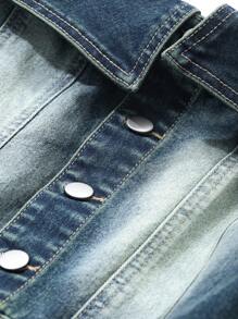 DAZY Robe courte à manches longues et épaules dénudées en jean délavé et déchiré, robe en jean décontractée pour femmes pour le printemps, l'été et l'automne