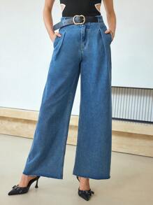 MOTF STUDIO FOLD PLEATED WIDE LEG JEANS